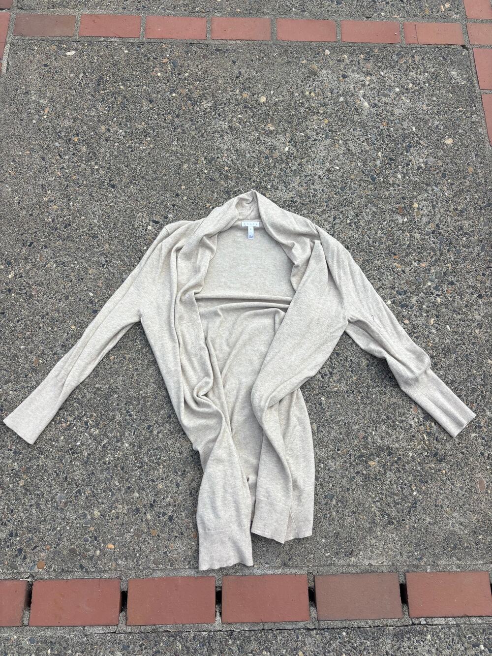 Leith Oatmeal Open Front Logline Cardigan